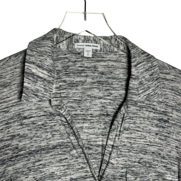 JAMES PERSE melange button down shirt long sleeve womens size 3 heather gray - Picture 3 of 8